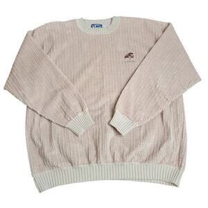 Vintage Made in USA Corduroy Pullover Tan Big Horn Stitch Y2K Long Sleeve Ribbed